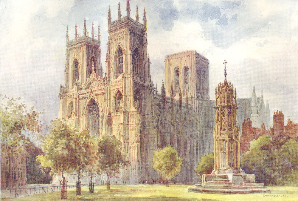 York Minster. Yorkshire. By Ernest Haslehust 1920 old antique print picture